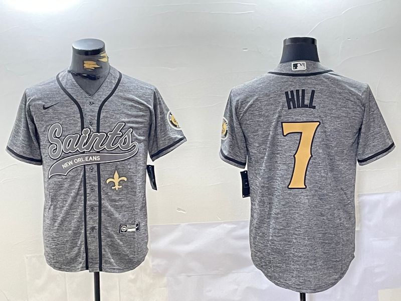 Men New Orleans Saints #7 Hill Grey Joint Name 2024 Nike Limited NFL Jersey style 3->indianapolis colts->NFL Jersey